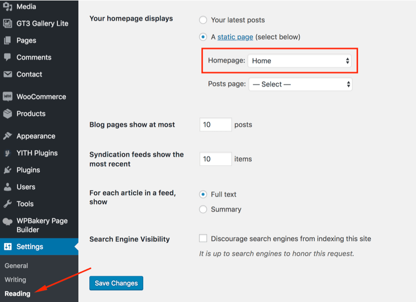 Menu Setup and Front Page Settings – Documentation
